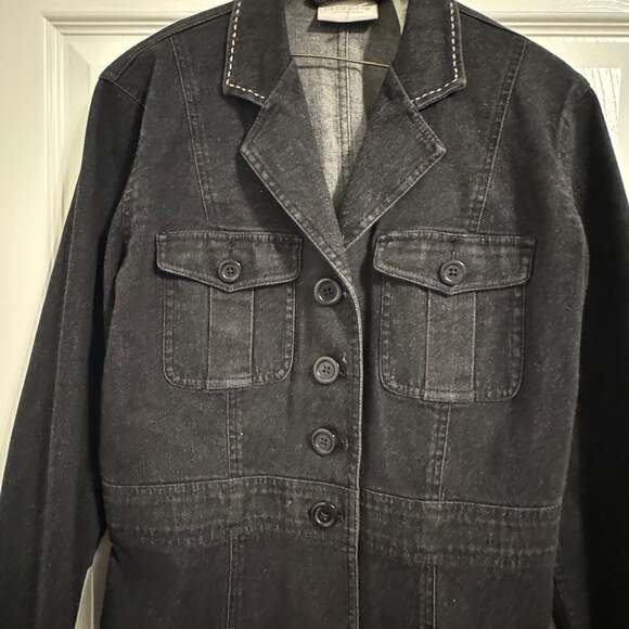 Liz Claiborne Black Denim Jean Jacket - Picture 2 of 6